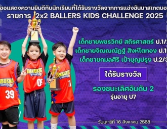<strong>Read more about</strong><br />ขอแสดงความยินดีกับนักเรียนที่ได้รับรางวัลจากการแข่งขันบาสเกตบอล 2x2 BALLERS KIDS CHALLENGE 2025 ขอแสดงความยินดีกับนักเรียนที่ได้รับรางวัลจากการแข่งขันบาสเกตบอล 2x2 BALLERS KIDS CHALLENGE 2025
